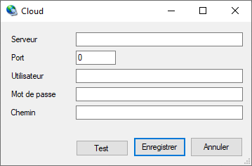 Écran de configuration pour les paramètres de transfert des copies de sécurité en mode SSH